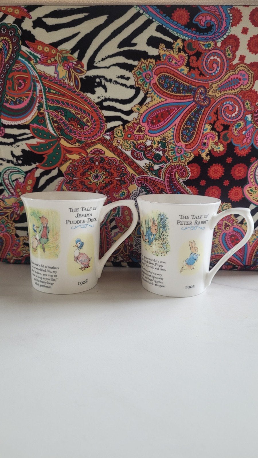Beatrix Potter Mokken: Jemima Puddle-Duck & Peter Rabbit, Overige merken, Zo goed als nieuw, Klassiek, Keramiek
