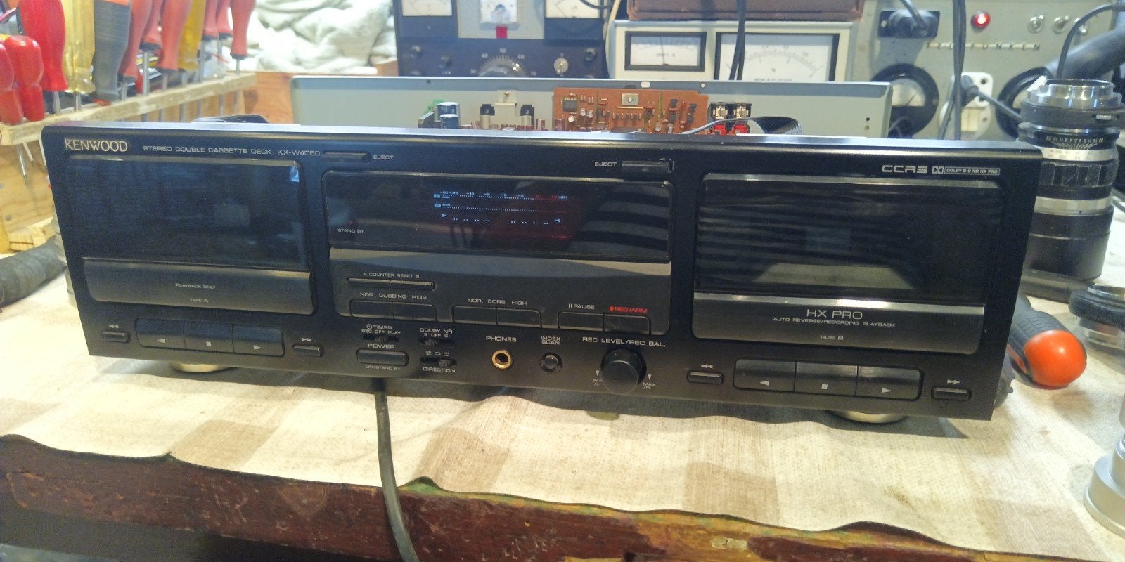 Kenwood KX-W4050 Stereo Dubbel Cassettedeck, Ophalen of Verzenden, Dubbel, Kenwood, Auto-reverse