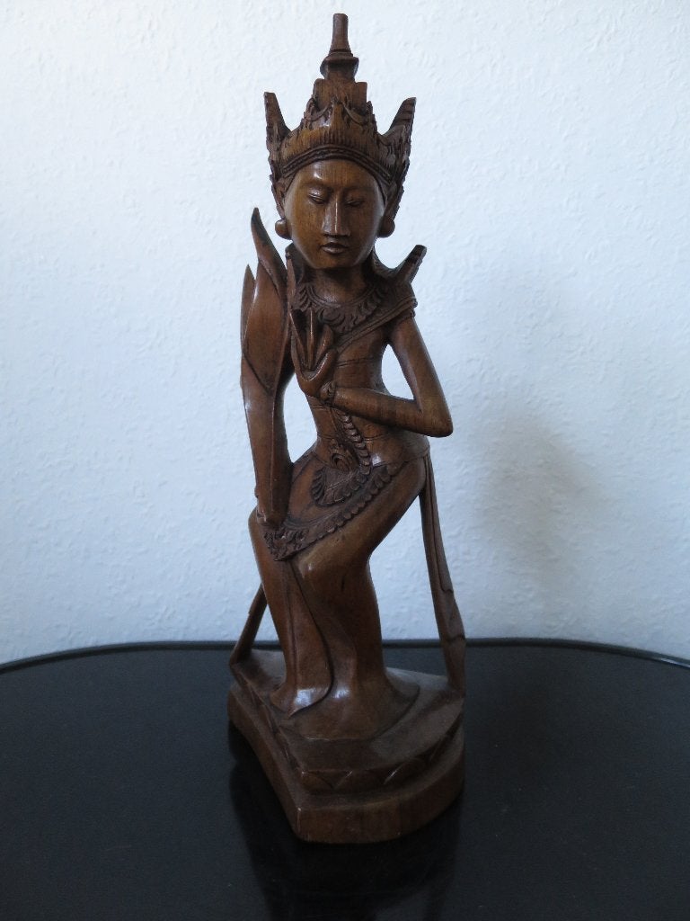waardevol prachtig antiek beeld uit hout gesneden 30 cm, Ophalen of Verzenden