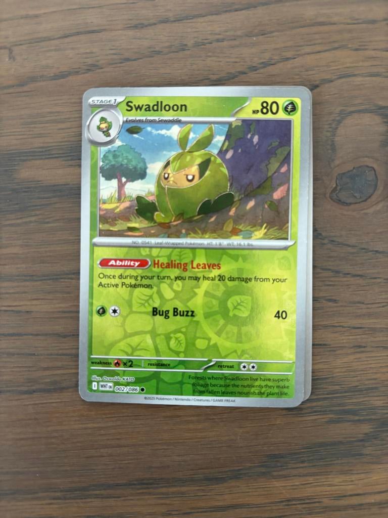 Pokémon Kaart Swadloon WHT EN 002/086, Ophalen of Verzenden, Zo goed als nieuw, Losse kaart