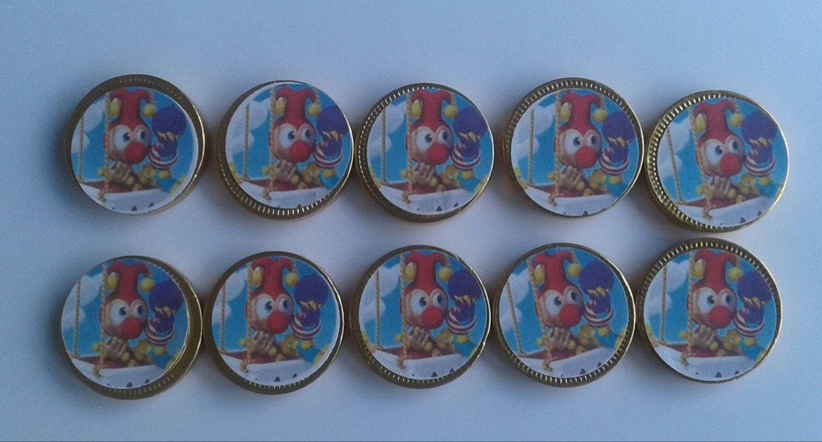 Set van 10 Jokie en Jet traktatie chocolademunten, Ophalen of Verzenden, Nieuw, Versiering, Verjaardag