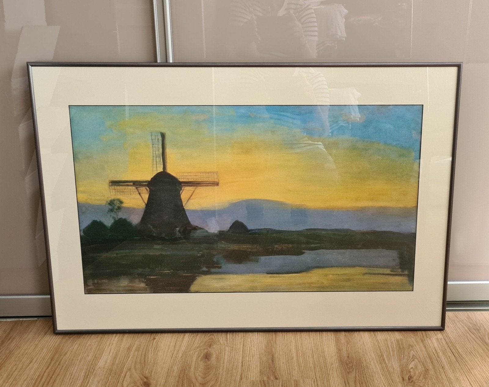 Sfeervolle Piet Mondriaan reproductie – "Molen bij avond" –, Ophalen, Oud hollands, Achter glas, Landschap