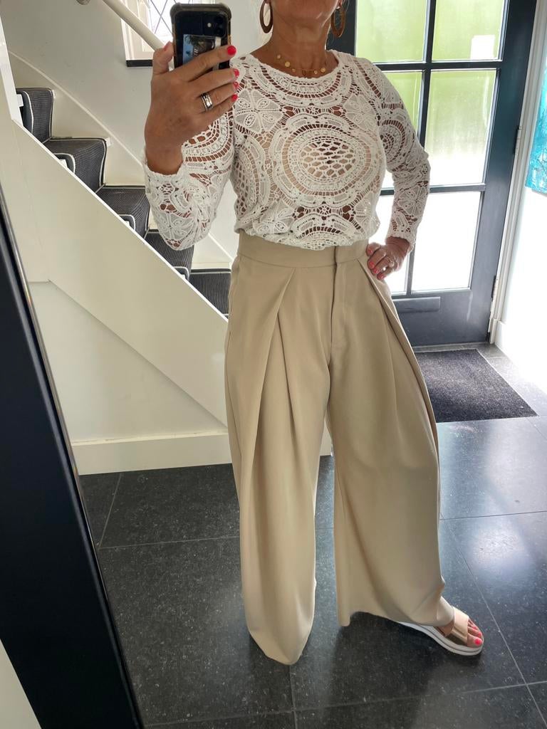 ICHI, prachtige uitgewerkte kanten top, S/M, Kleding | Dames, Ophalen of Verzenden, Zo goed als nieuw, Maat 36 (S), Wit