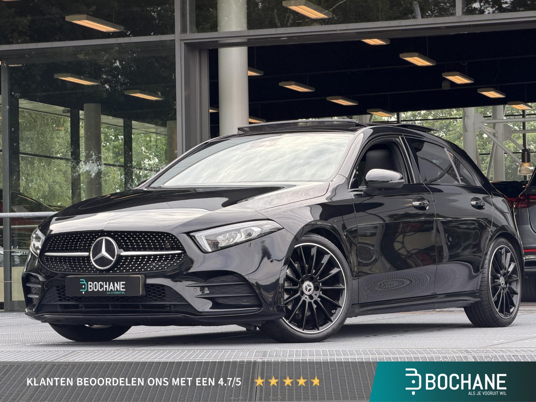 Mercedes-Benz A-klasse 180 AMG Line | Pano | Burmester | Nig, 136 pk, Gebruikt, 4 cilinders, Leder en Stof