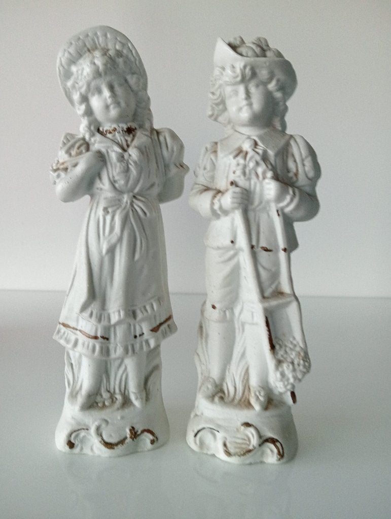Gemerkt stel antieke beeldjes ca.20x5.5x5cm, Ophalen