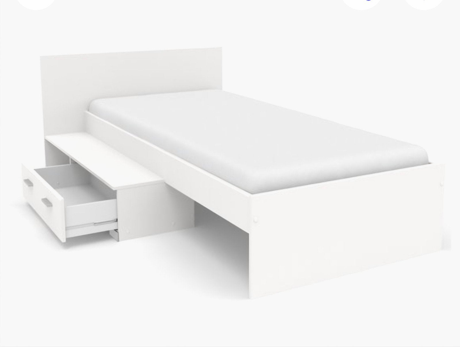 1 persoonsbed te koop, Huis en Inrichting, Slaapkamer | Bedden, Ophalen, 90 cm, Eenpersoons, Wit