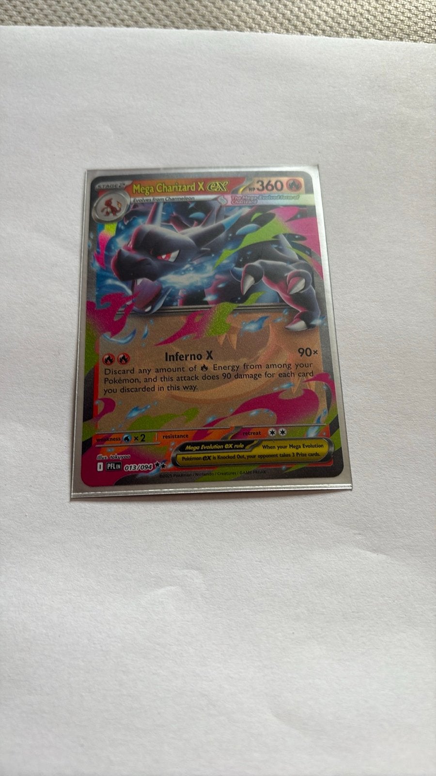 Pokémon Kaart: Mega Charizard X EX 013/094, Ophalen, Zo goed als nieuw, Losse kaart, Foil