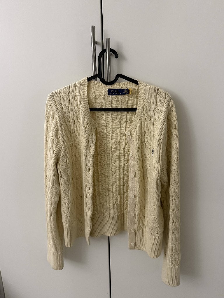 Ralph Lauren Polo Cardigan, Kleding | Dames, Tops, Maat 38/40 (M), Wit, Ophalen of Verzenden, Zo goed als nieuw