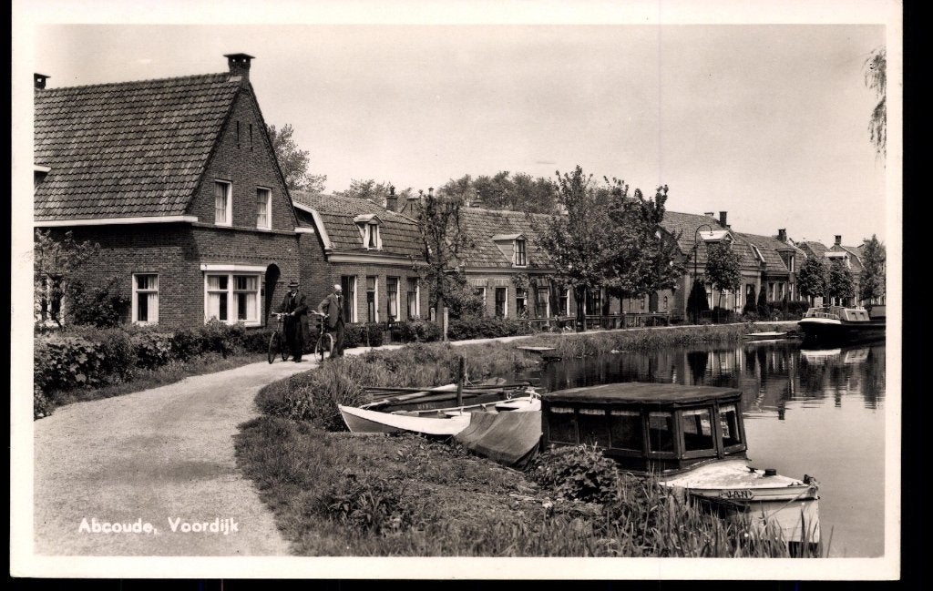 Abcoude (Ut.), Voordijk met bootjes, gelopen 1954, Verzenden, 1940 tot 1960, Gelopen, Noord-Brabant