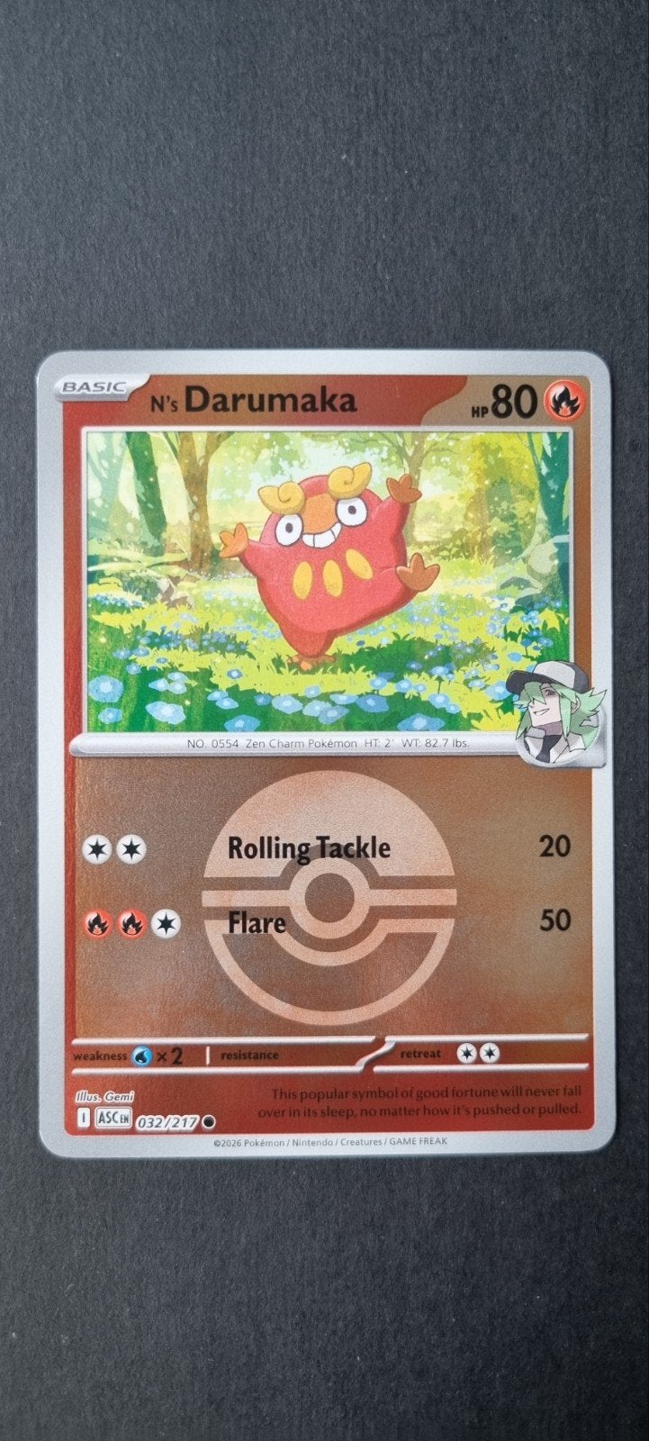 N's Darumaka Pokéball xASC 032, Ophalen of Verzenden, Zo goed als nieuw