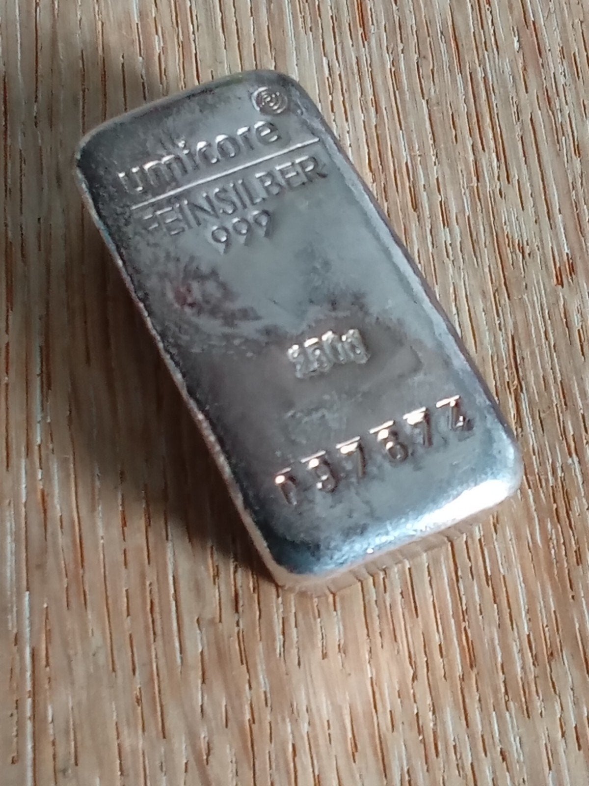 250 gram Umicore zilverbaar / Laag serienummer, Verzenden, Zilver