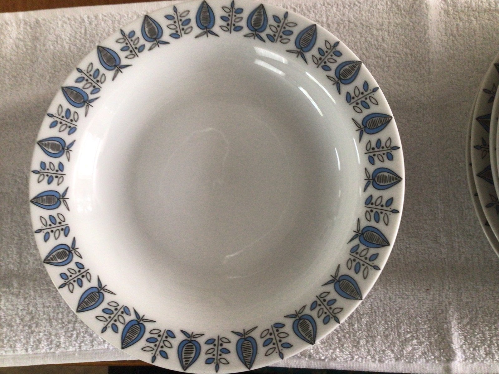 Rheinpfalz Hartporzelan Servies - Blauw/Grijs Bladmotief, Ophalen