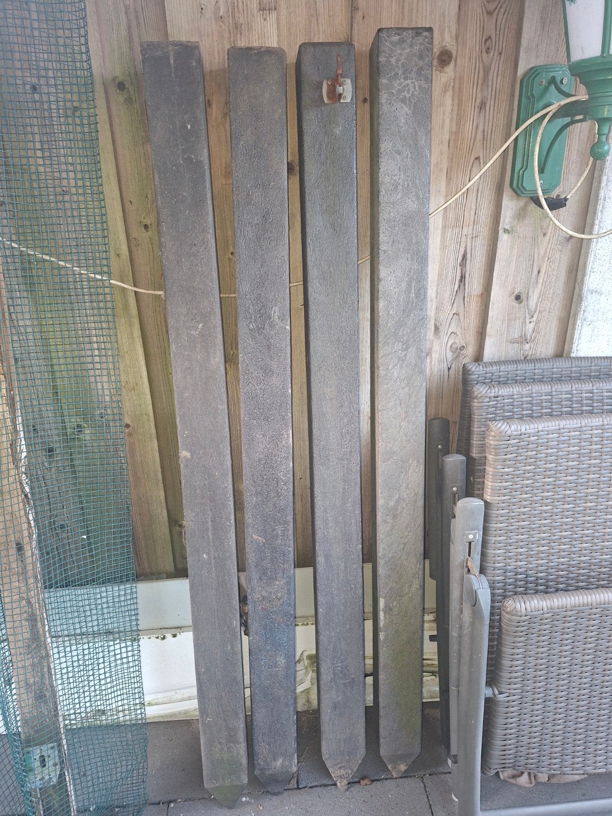 4 kunststof palen 10x10 cm, 160 cm hoog, Ophalen, Gebruikt, Minder dan 180 cm, Palen