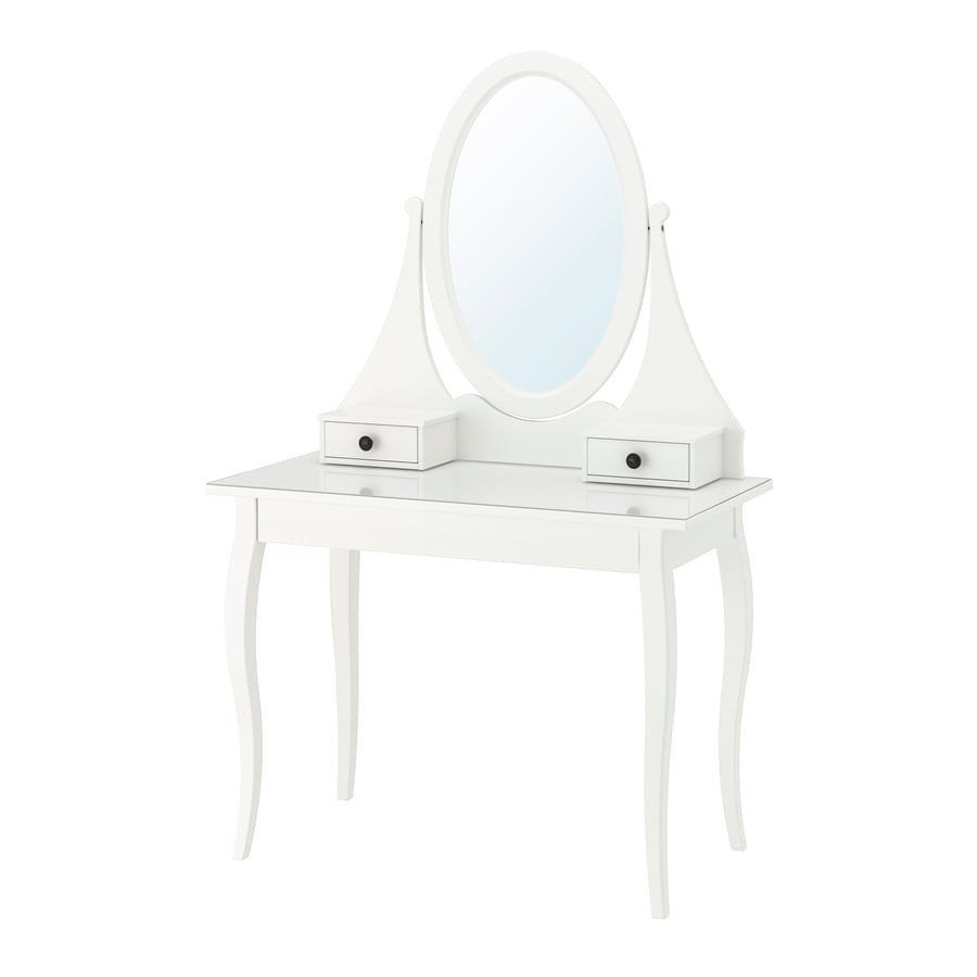 IKEA HEMNES Toilettafel met spiegel, wit, 100x50 cm, Ophalen, 100 tot 150 cm, 50 tot 100 cm, Zo goed als nieuw