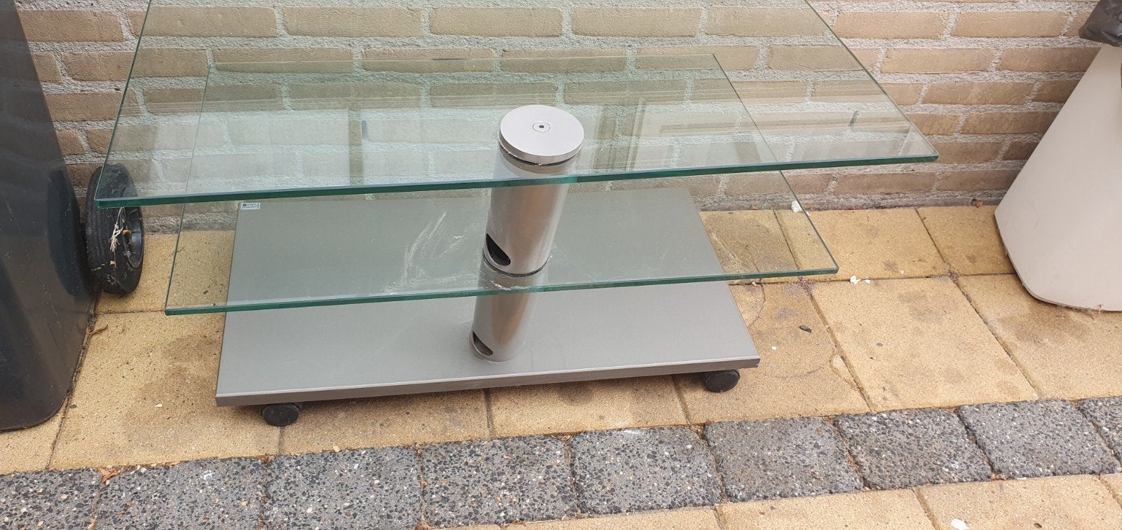 Lourens Fisher TV-meubel met glazen planken, Ophalen, Gebruikt, 50 tot 100 cm, Glas