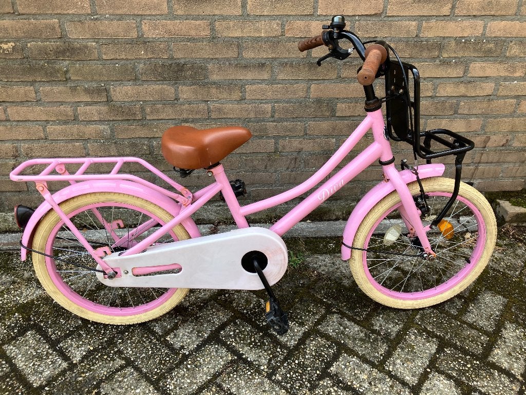 Fiets 18 inch meisjes, Fietsen en Brommers, Fietsen | Meisjes, Ophalen, Terugtraprem, Gebruikt, Handrem