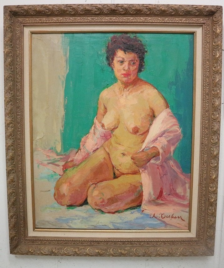 Albert TERKEN, de naaktpose, Antiek en Kunst, Kunst | Schilderijen | Klassiek, Ophalen, Doek, Portret of Personen, Olieverf