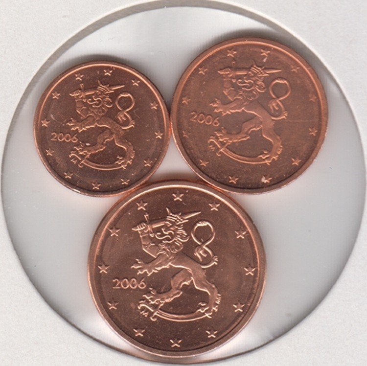 Finland setje 1, 2 en 5 eurocent 2006 alle UNC, Postzegels en Munten, Munten | Europa | Euromunten, Ophalen of Verzenden, Finland