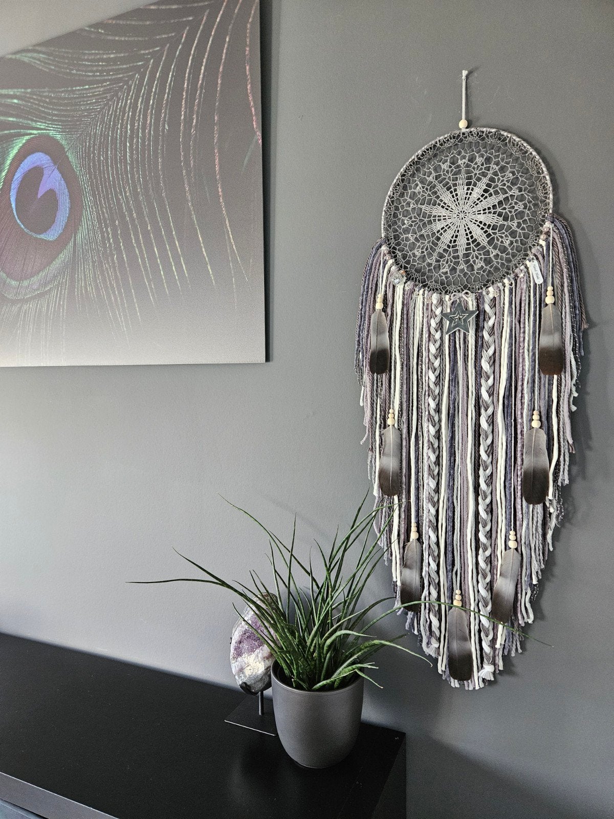 dromenvanger XL grijs wit wandkleed boho decoratie ibiza, Huis en Inrichting, Ophalen of Verzenden, Nieuw