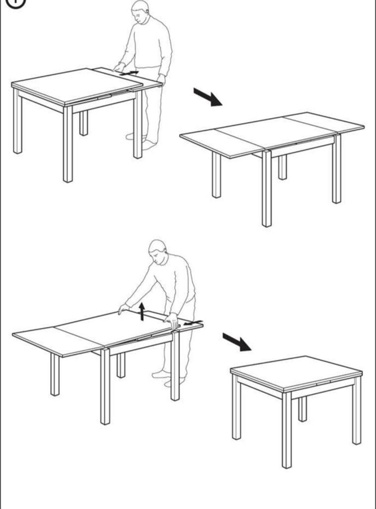 IKEA Bjursta Uitschuifbare Eettafel - 3 Formaten, Ophalen, Gebruikt, 50 tot 100 cm, Vijf personen of meer