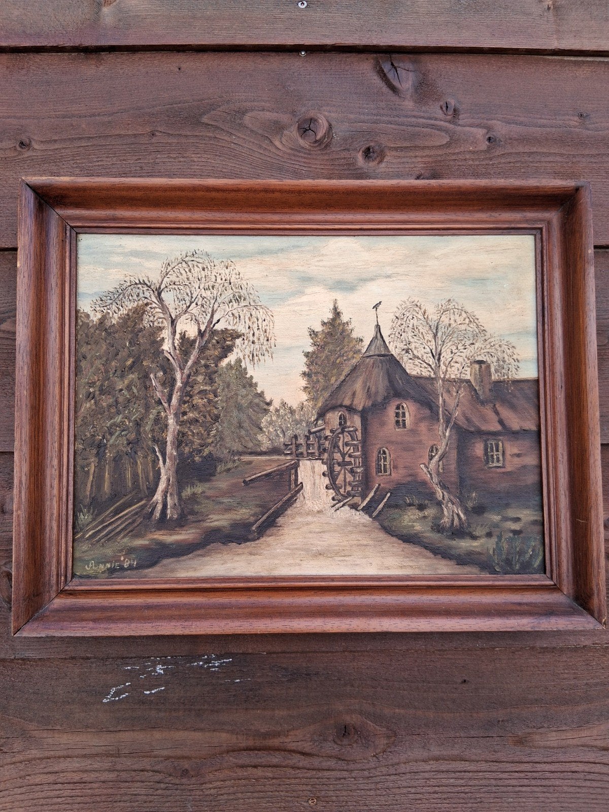 Schilderij... de watermolen, Doek, Oud hollands, Ophalen of Verzenden, Landschap