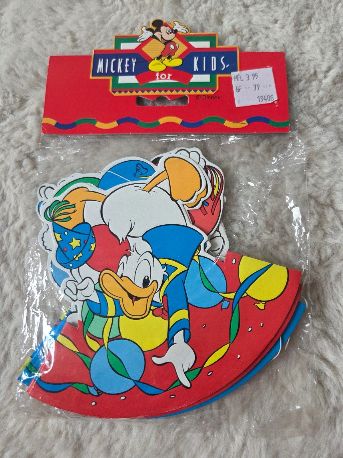 Vintage Disney feesthoedjes Donald Duck Mickey Mouse 1996, Ophalen of Verzenden, Mickey Mouse, Nieuw