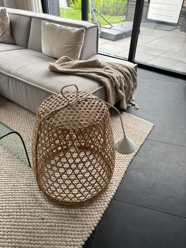Unieke Bali rotan hanenmand lamp – Japandi / boho stijl, Ophalen, Overige materialen, ', 50 tot 75 cm