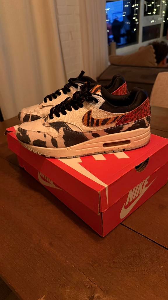 Nike Air Max 1 '87 Tiger Swoosh Cow Print maat41 zsm ophalen, Ophalen, Zo goed als nieuw, Overige kleuren