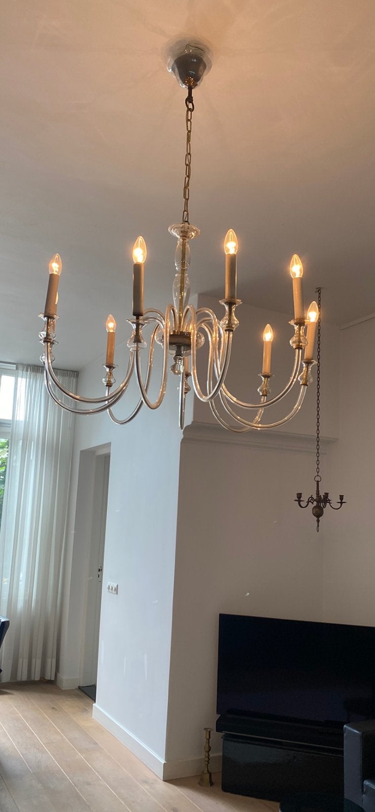 Kroonluchter antiek begin 1920, Ophalen, Zo goed als nieuw, Glas, Klassiek