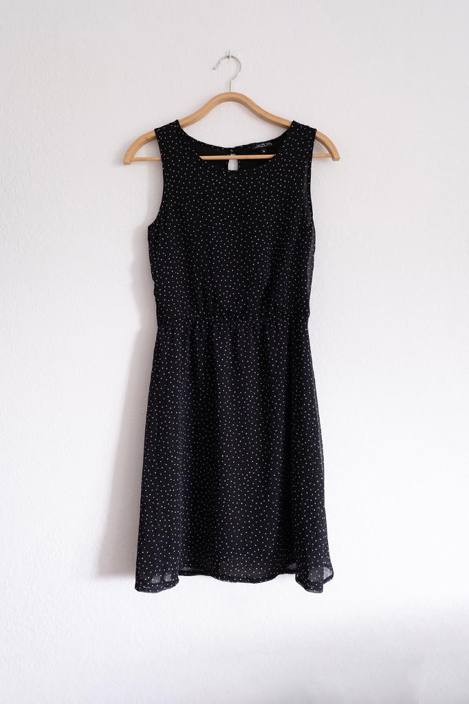 Zwarte Jurk met Witte Stippen Maat S, Jazlyn, Zwart, Ophalen of Verzenden, Zo goed als nieuw