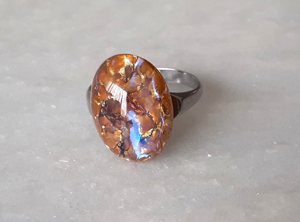 Ring Dragon Breath glas vuuropaal effect, Met kristal, Nieuw, Ophalen of Verzenden, Dame