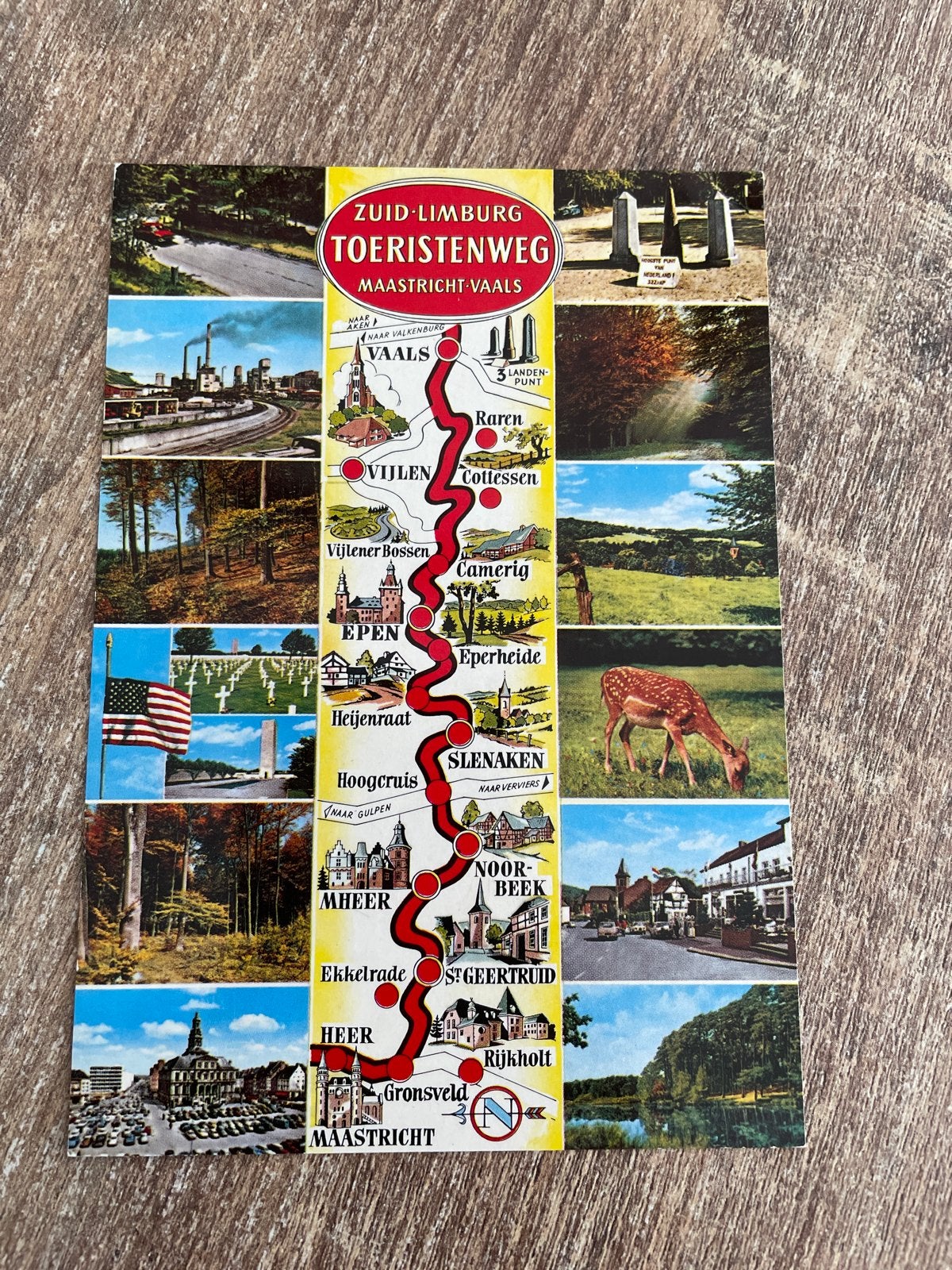 Vintage Ansichtkaart Zuid-Limburg Toeristenweg Maastricht-Va, Ophalen of Verzenden, 1960 tot 1980, Ongelopen, Limburg