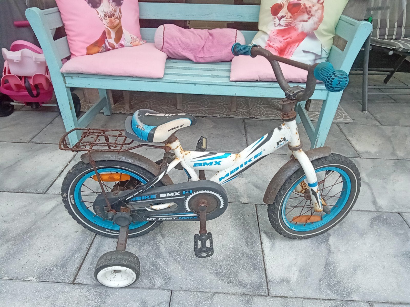MBike BMX kinderfiets 14 inch met zijwieltjes, Ophalen, Terugtraprem, Zijwieltjes, MBike