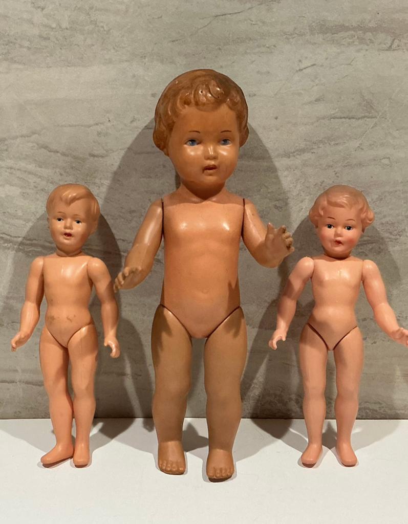 Vintage Poppen  set - 3 stuks waarvan een Schildpad Pop., Verzenden, Gebruikt, Pop