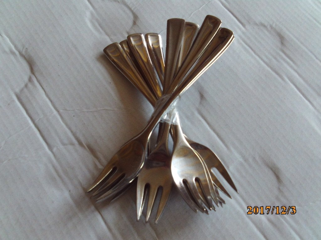9 sola vorkjes, Ophalen of Verzenden, Gebruikt, Rvs of Chroom