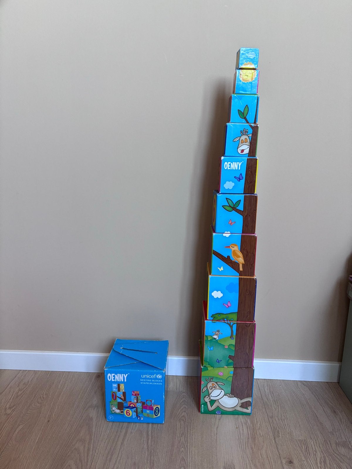 Oenny Unicef Nesting Blocks Stapelblokken, Ophalen of Verzenden, Gebruikt, Overige typen