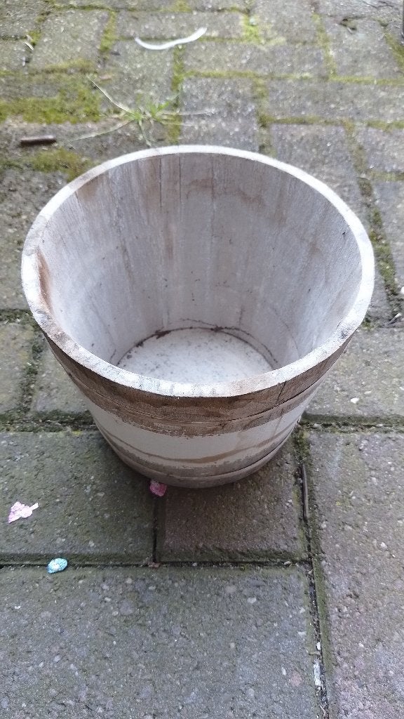 houten plantenpot, Overige materialen, Gebruikt, Rond, Ophalen of Verzenden