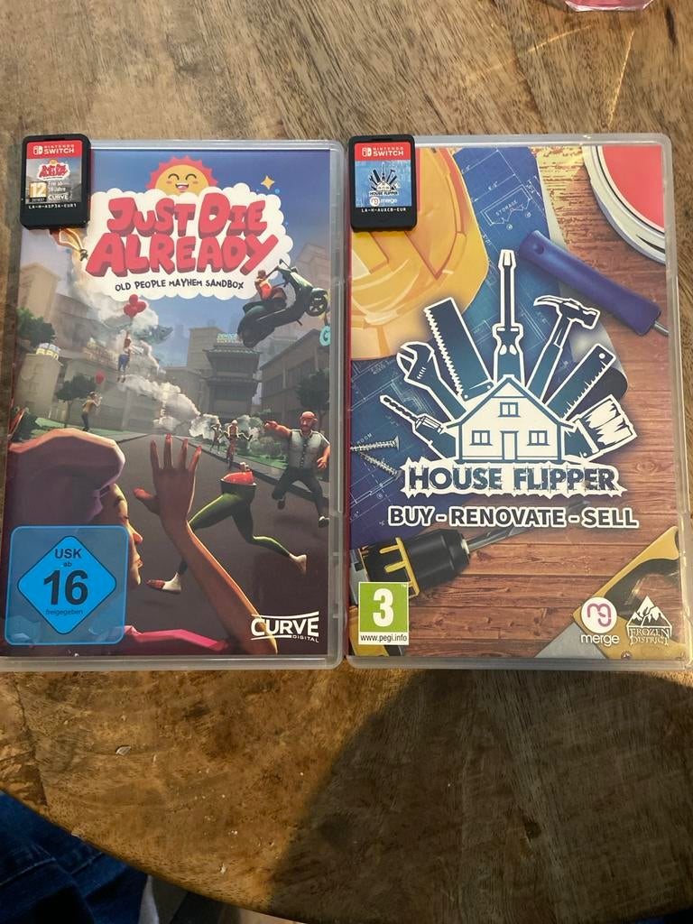 Nintendo Switch Games: Just Die Already & House Flipper, Ophalen, Met games, Zo goed als nieuw, Zonder controller