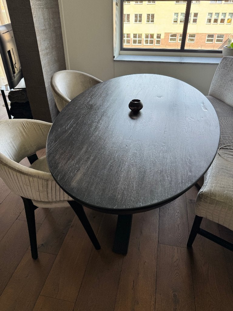 Dimondi by Teugra: Black Wood Oval eettafel 200x120, Huis en Inrichting, Ophalen, 150 tot 200 cm, Eikenhout, 200 cm of meer