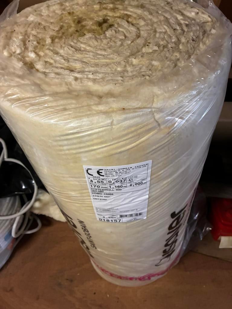 Isover Systeemroll 400 glaswol isolatierol 170 mm 10,44 m2, Ophalen, Dakisolatie, 12 cm of meer, Zo goed als nieuw