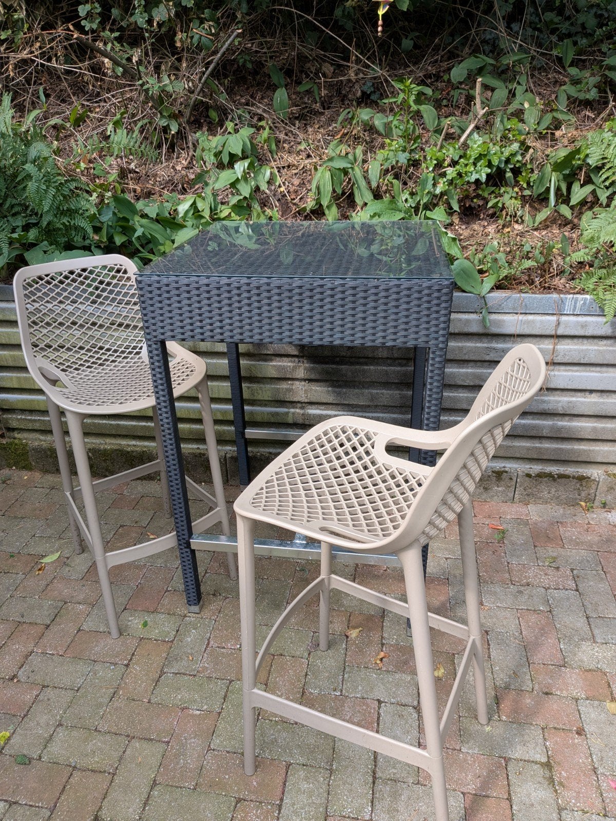 Set van 6 horeca barkrukken en bartafel - Zo goed als nieuw, Ophalen, Met voetsteun, 60 tot 90 cm, Zo goed als nieuw
