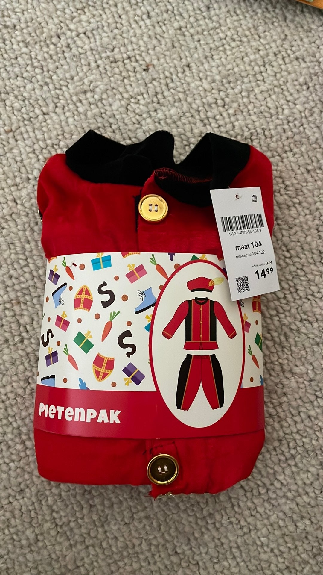 Pietenpak nieuw maat 104, Ophalen of Verzenden, Nieuw