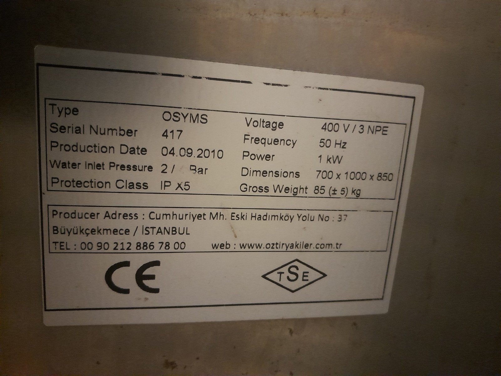 Professionele Horeca Spoelmachine OSYMS 417, Ophalen, Gebruikt