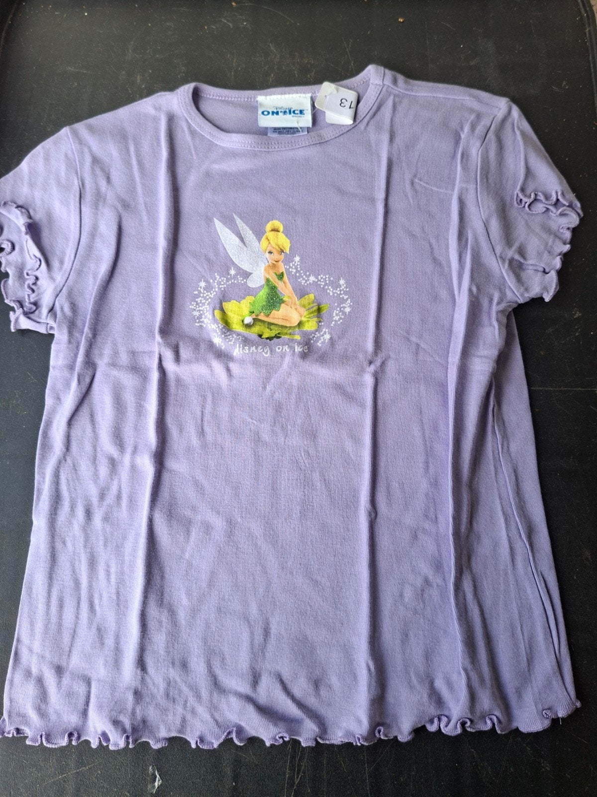 Disney Tinkerbell Shirt Maat 14/16 - Lila met Glitter, Disney, Gebruikt, Meisje, Ophalen of Verzenden