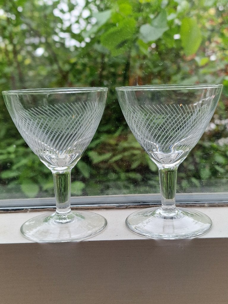 Vintage Art Deco Likeurglazen Set – Geslepen Kristal, Ophalen of Verzenden