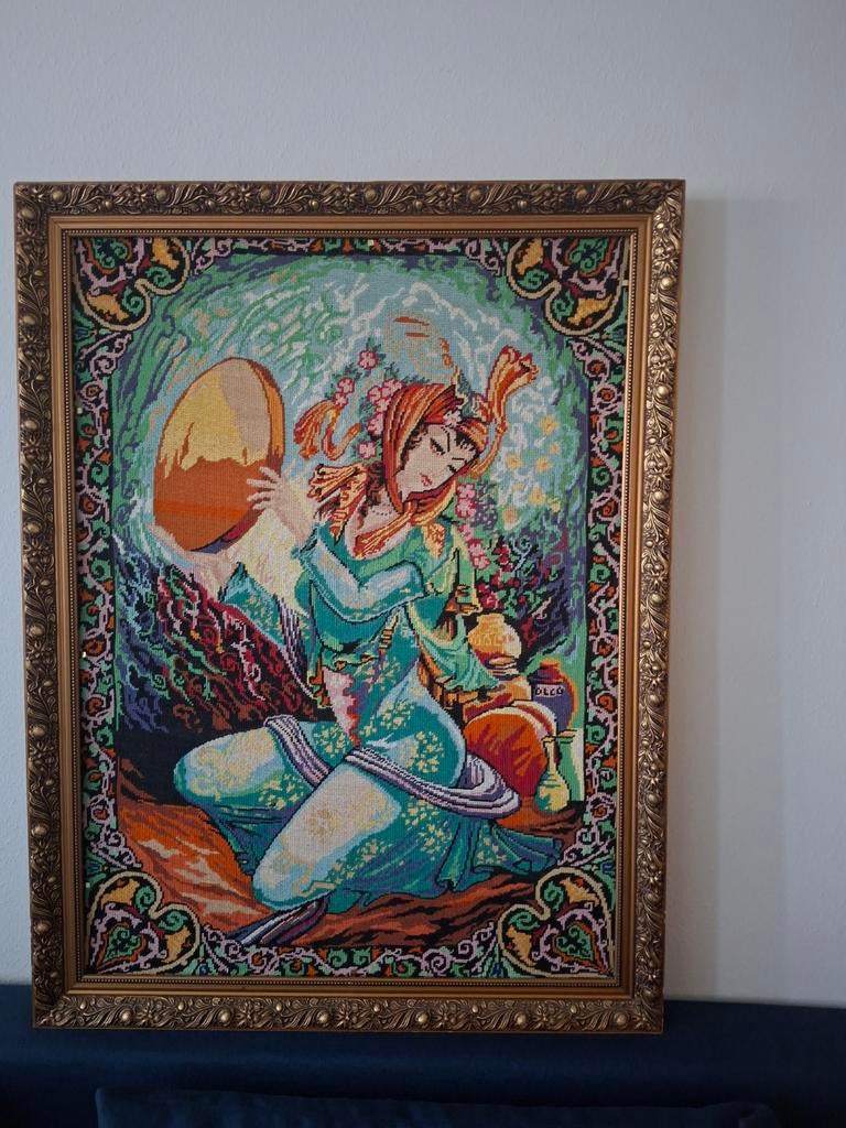 Handgemaakt Schilderij: Oosterse Danseres met Tamboerijn, Ophalen of Verzenden