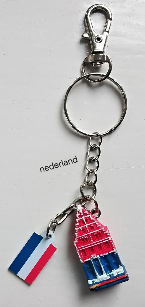 Sleutelhanger Nederland, vlag, grachtenhuisje, Amsterdam, Ophalen of Verzenden, Nieuw, Stad of Land