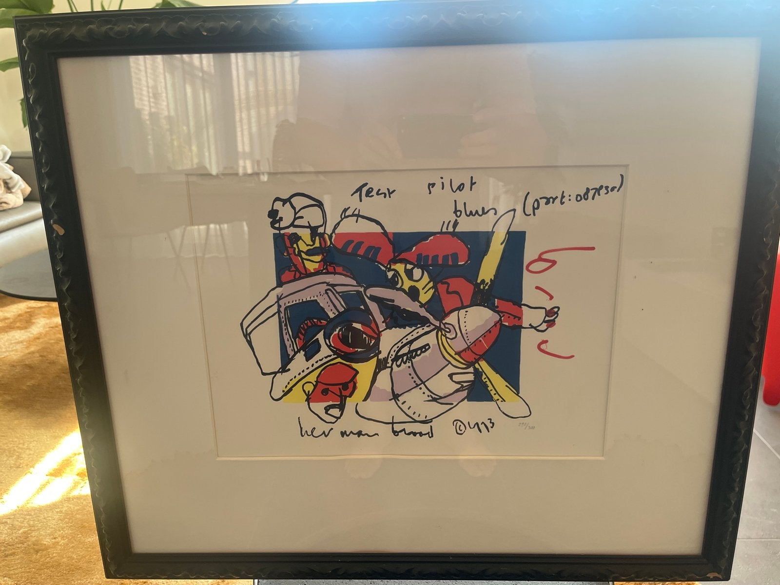 Herman Brood - Test Piloot Blues (ingelijst), Gelimiteerde oplage, Ophalen of Verzenden, Overige onderwerpen, Zeefdruk