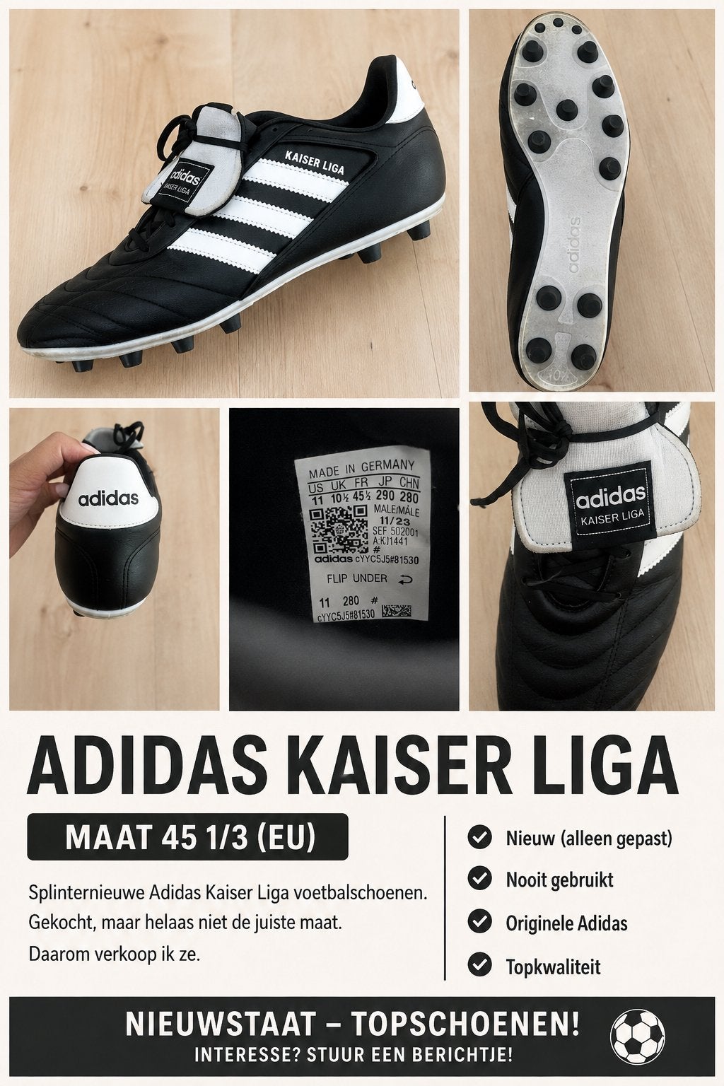 Adidas Kaiser Liga voetbalschoenen - Nieuwstaat, Ophalen of Verzenden, Zo goed als nieuw, Schoenen