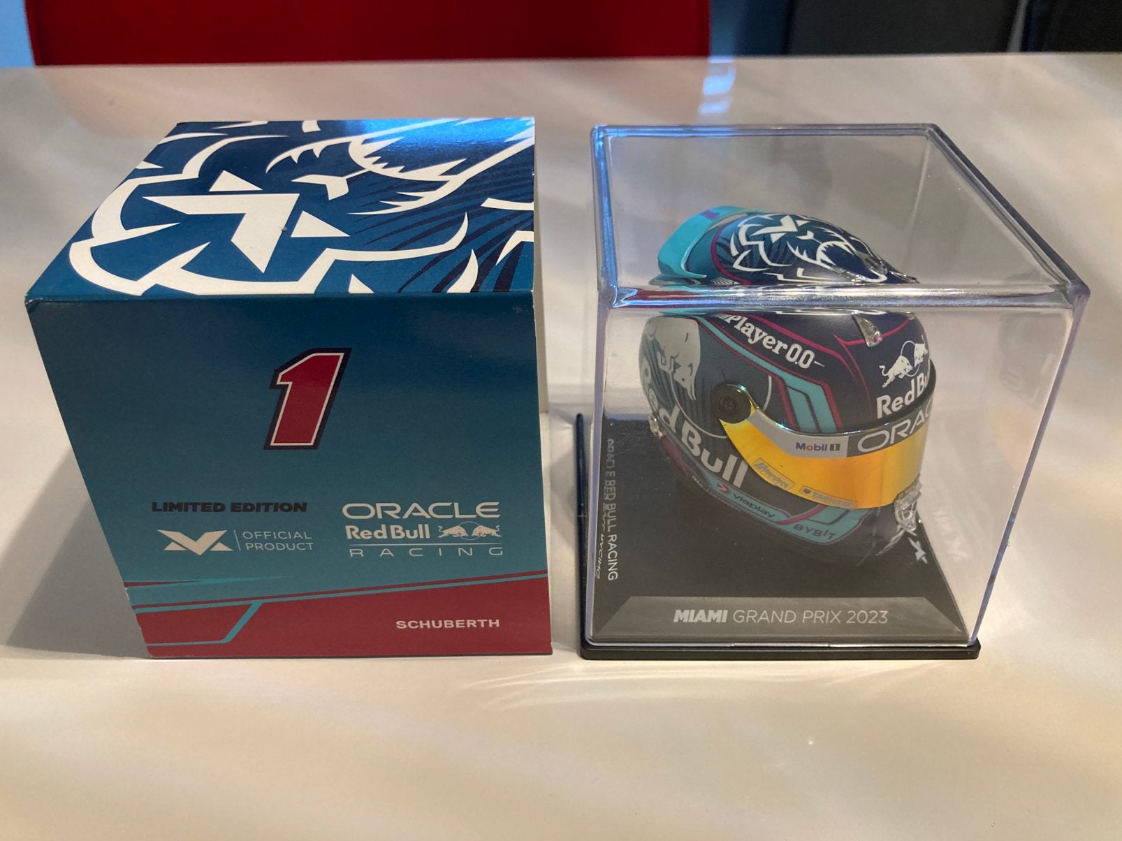 Max Verstappen helm 1/4 miami grand prix 2023, Ophalen of Verzenden, Nieuw, Formule 1
